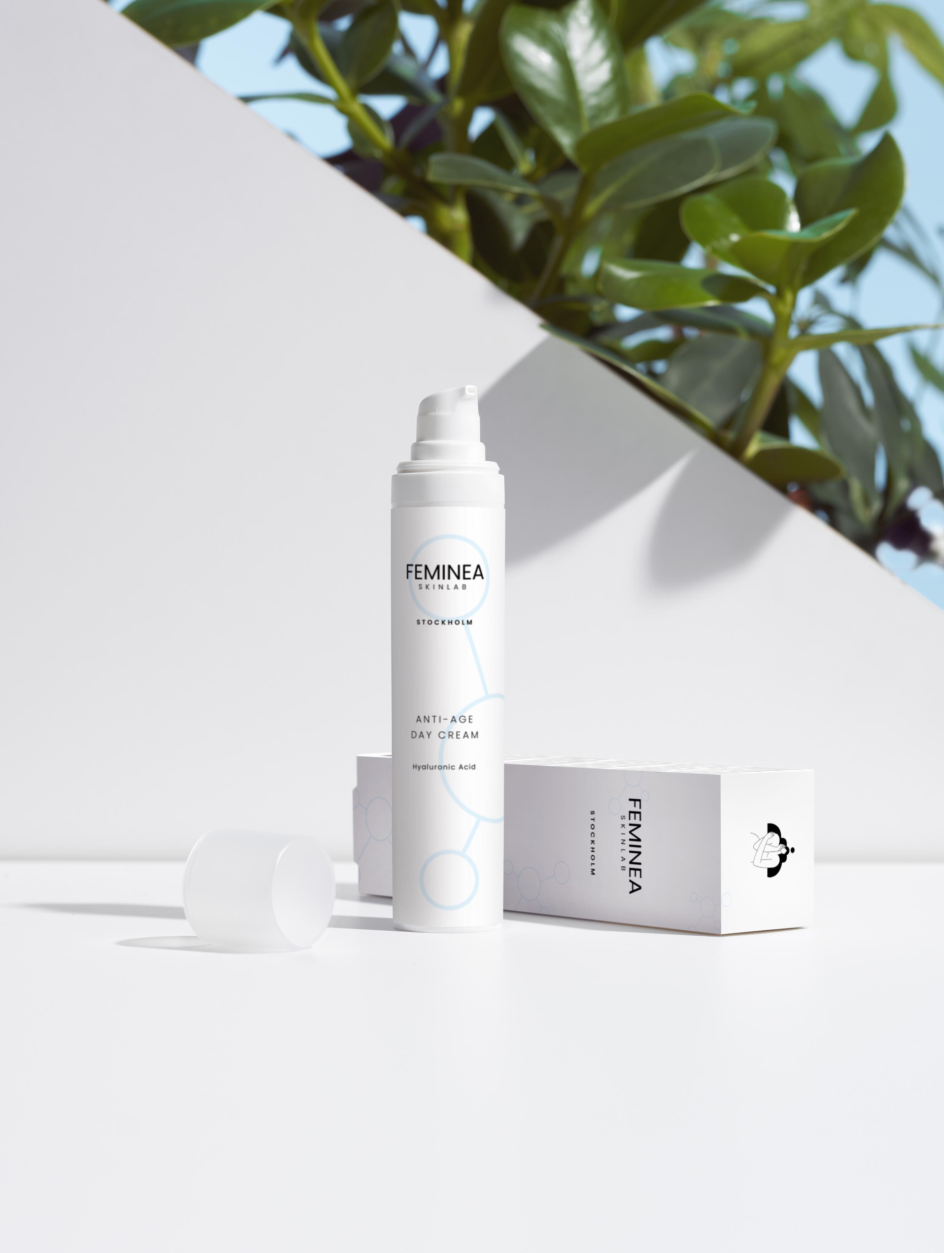 Feminea Anti-Age Day Cream, Bottle, Box, Display